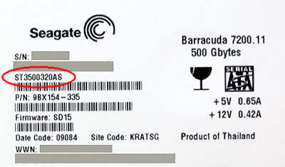 Data recovery from hard disks Seagate / Maxtor: HDD label